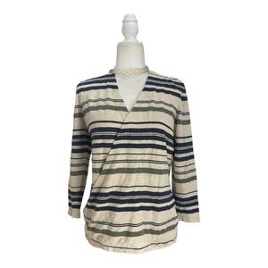 NWT Paul Costelloe Wrap Sweater Linen Striped Jumper Women’s